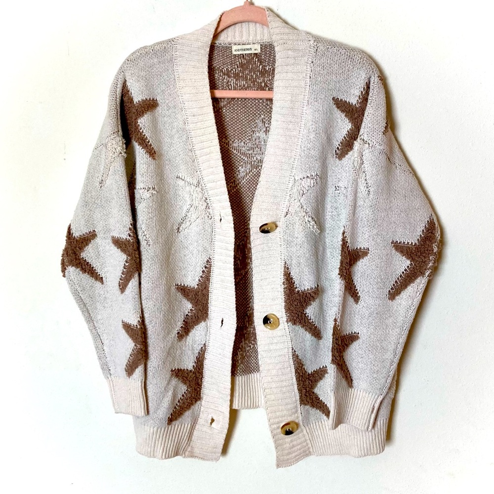 Andthewhy star print cardigan 15% wool size M/L